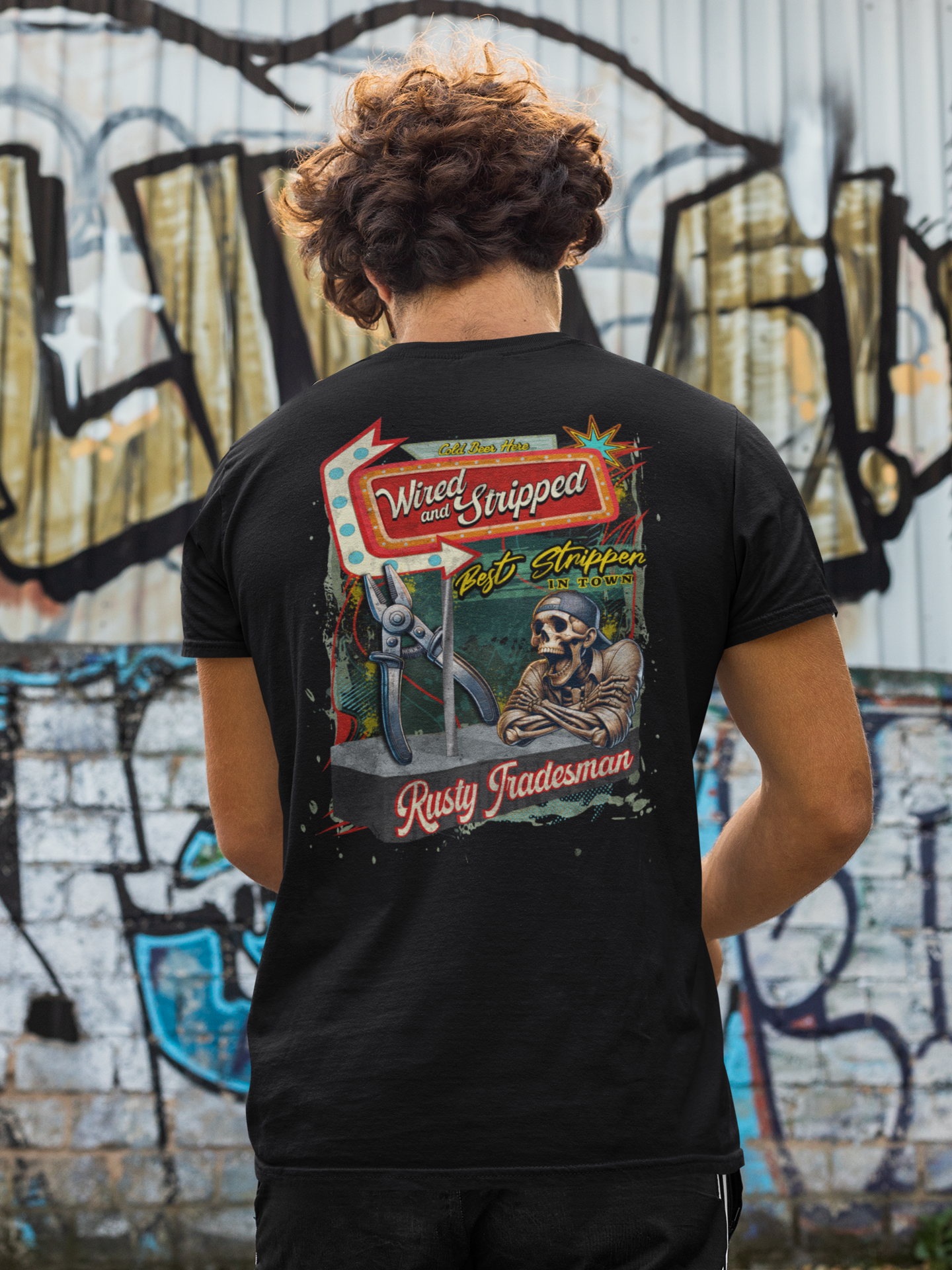 Wired and Stripped T-shirt | Rusty Tradesman