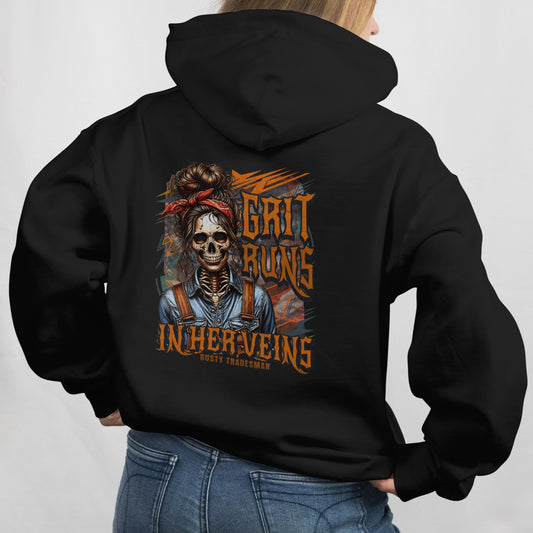 Grit Runs In Her Veins | Blue Collar Woman Hoodie