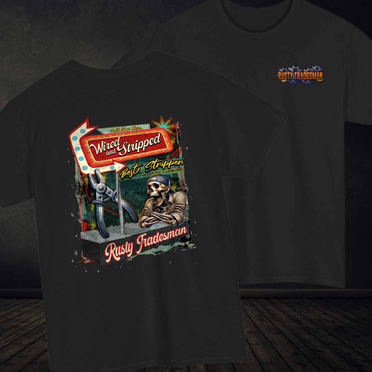 Wired and Stripped T-shirt 
| Rusty Tradesman