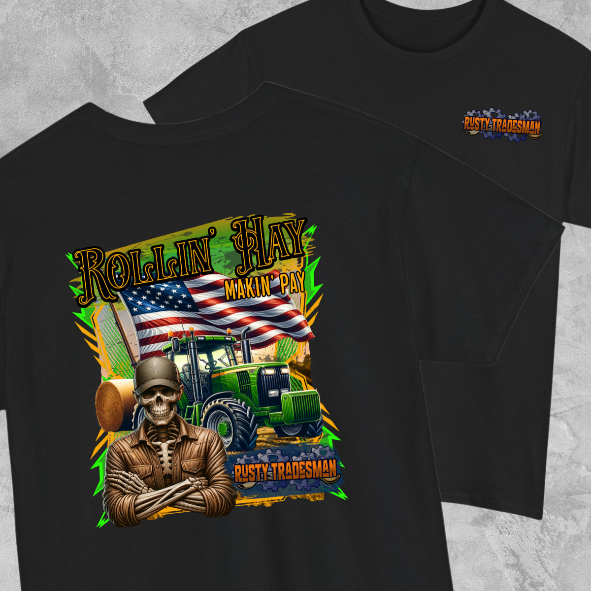 Rollin Hay Farmer T-shirt | Rusty Tradesman