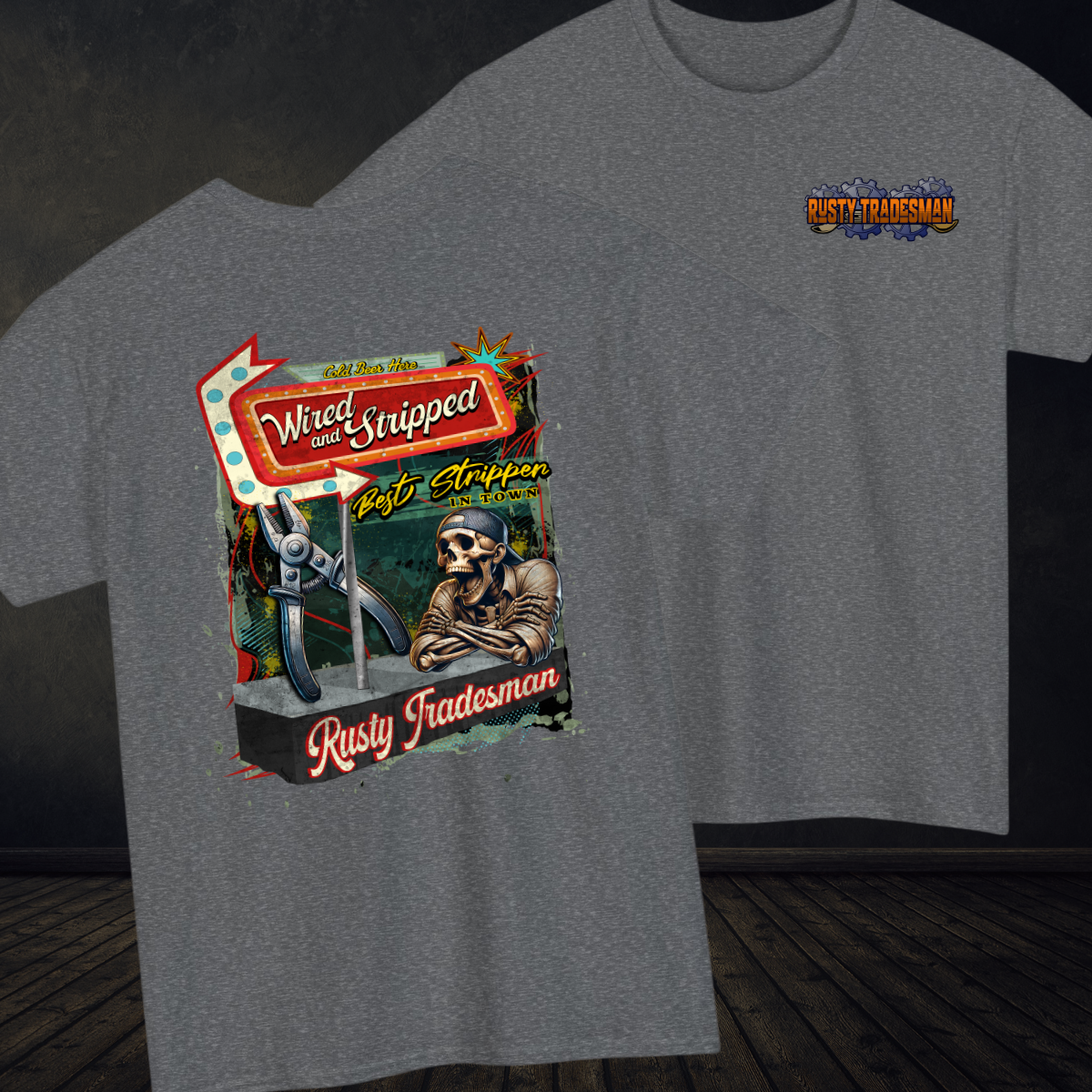 Wired and Stripped T-shirt | Rusty Tradesman 