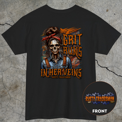 Grit Runs In Her Veins | Blue Collar Woman T-shirt